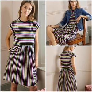 NWT Boden jersey tshirt dress in rainbow stripes size 8